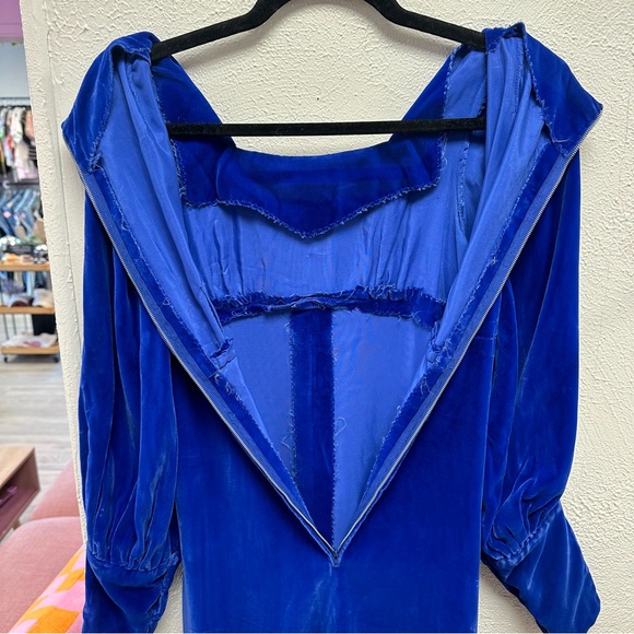 Vintage blue velvet romantic maxi dress - Picture 9 of 14
